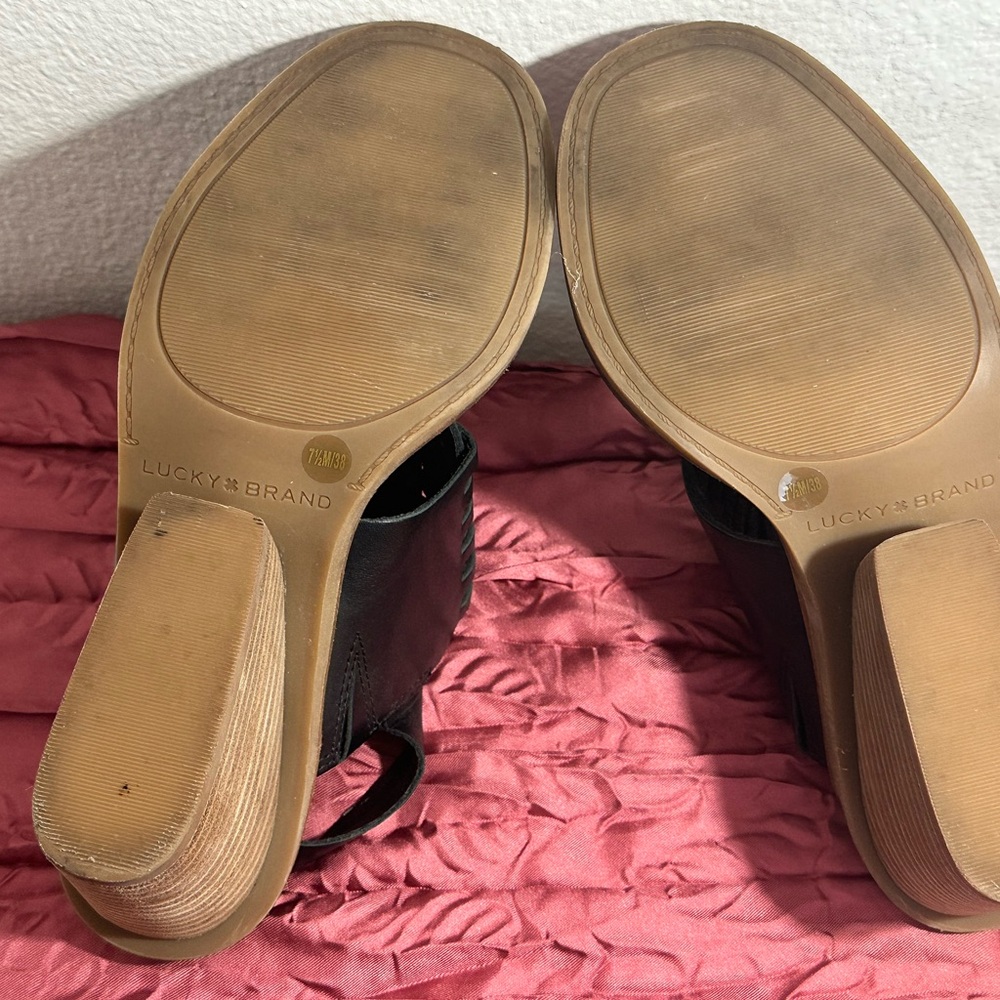LUCKY BRAND🍀 - Black Leather Woven Wedge Sandals / huaraches - Picture 6 of 6